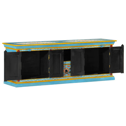 TV Cabinet Blue 110x30x40 cm Solid Wood Mango