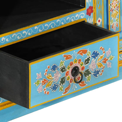 TV Cabinet Blue 110x30x40 cm Solid Wood Mango