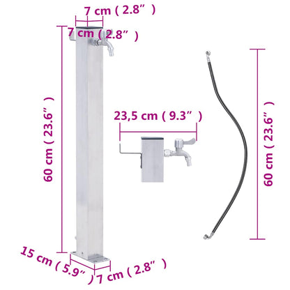 Garden Water Column 60 cm Stainless Steel Square