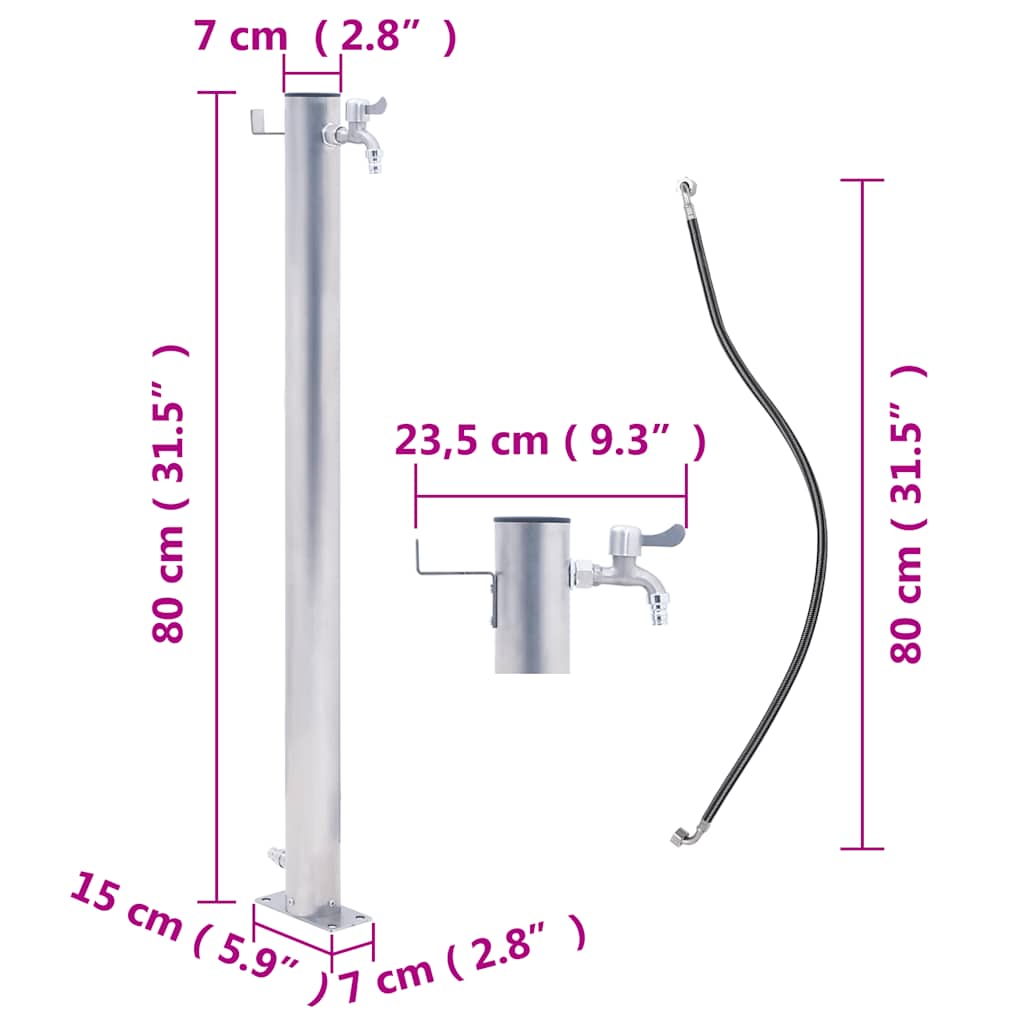 Garden Water Column 80 cm Stainless Steel Round