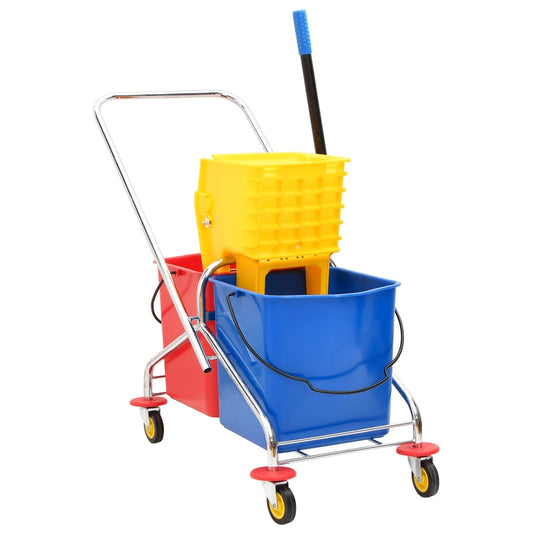 Cleaning Trolley with Buckets and Wringer PP&Chromed Steel
