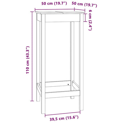 Bar Table 50x50x110 cm Solid Wood Pine