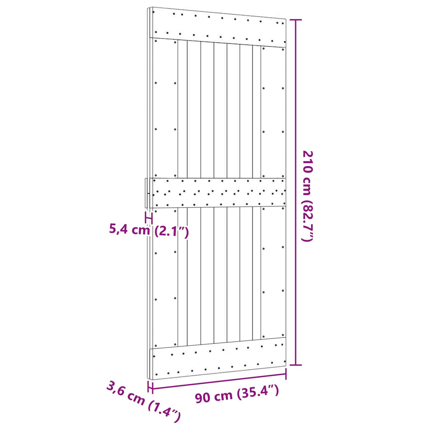 Door NARVIK Natural 90 x 210 cm Solid Pine Wood