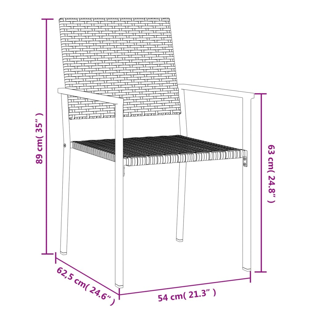 7 Piece Garden Dining Set Poly Rattan and Steel