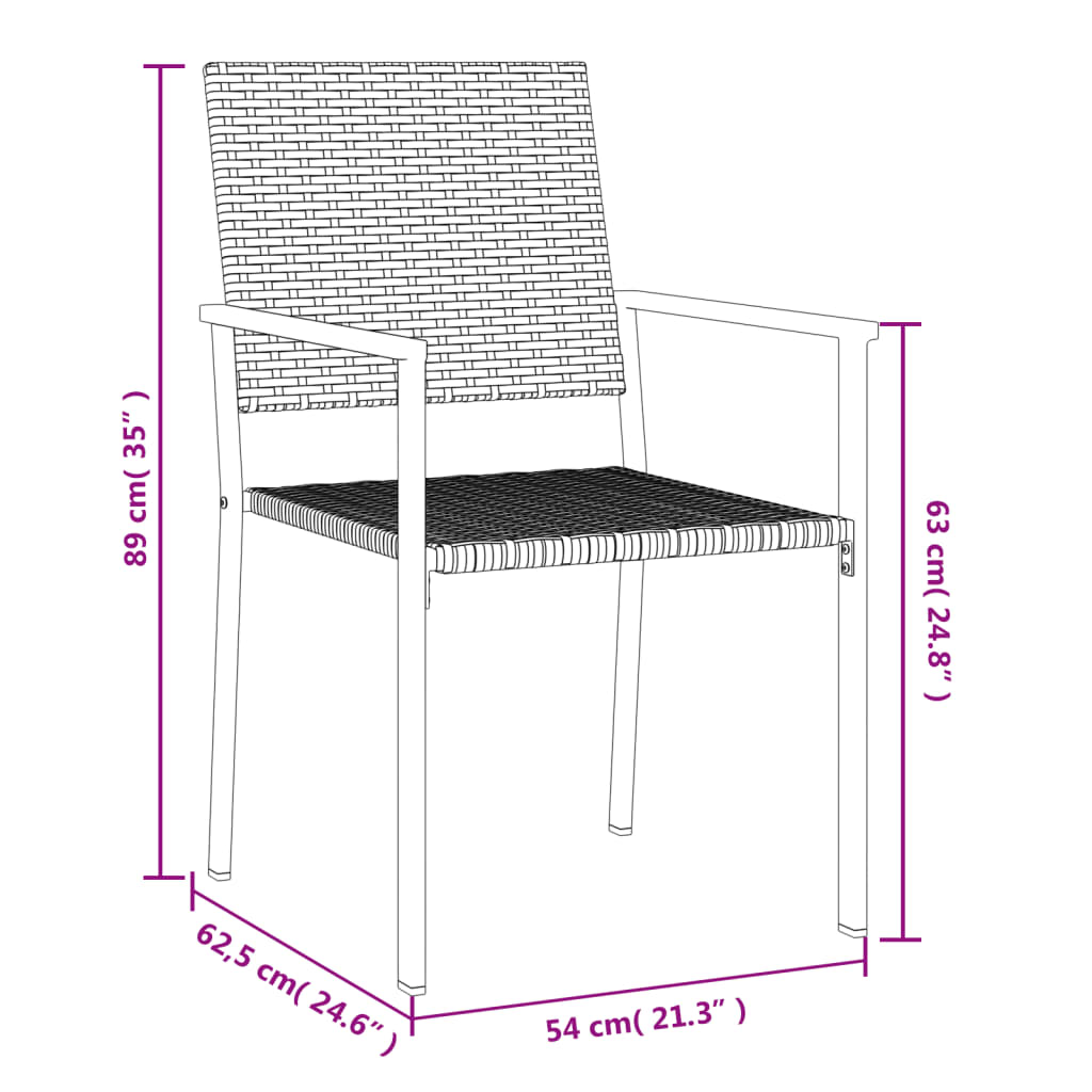 7 Piece Garden Dining Set Poly Rattan and Steel