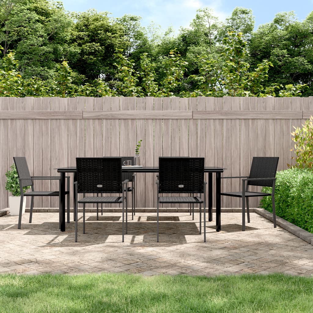 7 Piece Garden Dining Set Poly Rattan and Steel