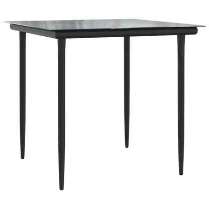 5 Piece Garden Dining Set Black Textilene and Steel
