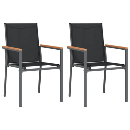 3 Piece Garden Dining Set Black Textilene and Steel
