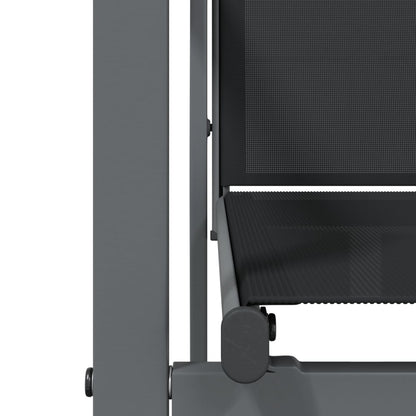 5 Piece Garden Dining Set Black Textilene and Steel