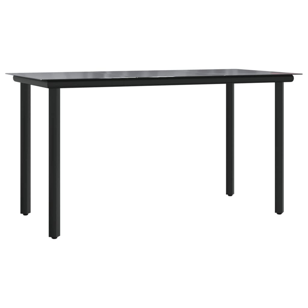 7 Piece Garden Dining Set Black Textilene and Steel