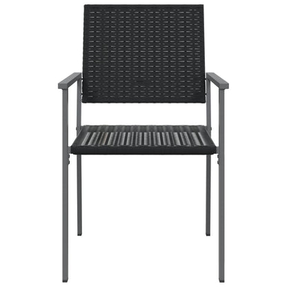Garden Chair | Set of 4 | Black | PE Rattan, Powder-Coated Steel | Medium