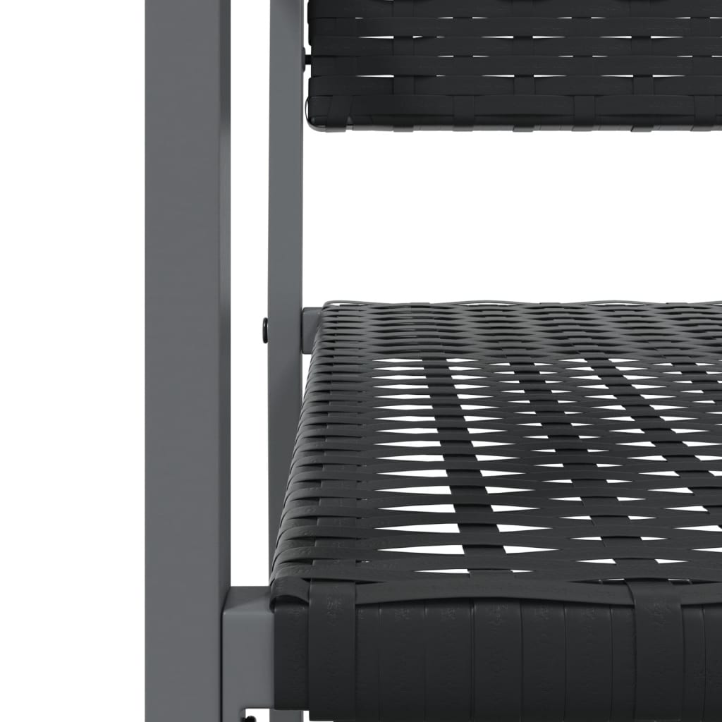 Garden Chair | Set of 4 | Black | PE Rattan, Powder-Coated Steel | Medium