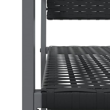 Garden Chair | Set of 4 | Black | PE Rattan, Powder-Coated Steel | Medium
