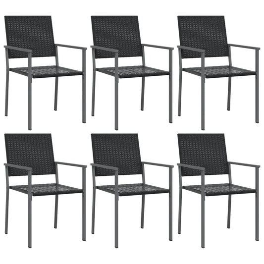 Garden Chair | Set of 6 | Black | PE rattan, powder-coated steel | Medium