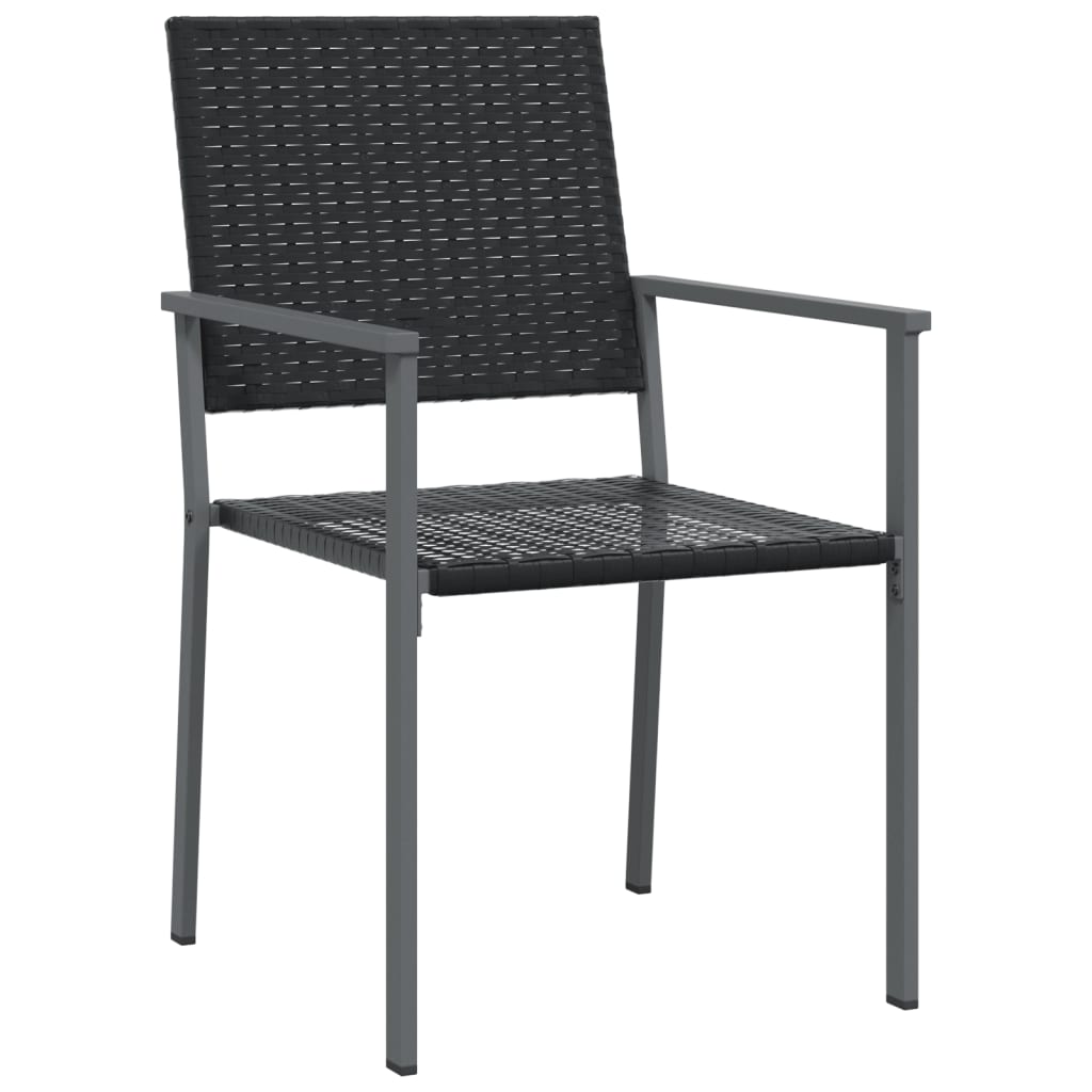 Garden Chair | Set of 6 | Black | PE rattan, powder-coated steel | Medium