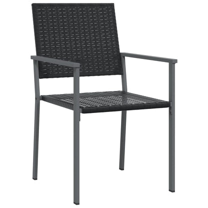 Garden Chair | Set of 6 | Black | PE rattan, powder-coated steel | Medium