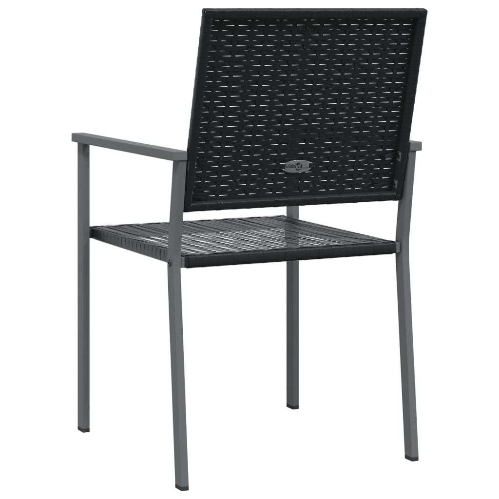 Garden Chair | Set of 6 | Black | PE rattan, powder-coated steel | Medium
