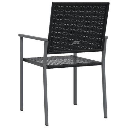 Garden Chair | Set of 6 | Black | PE rattan, powder-coated steel | Medium