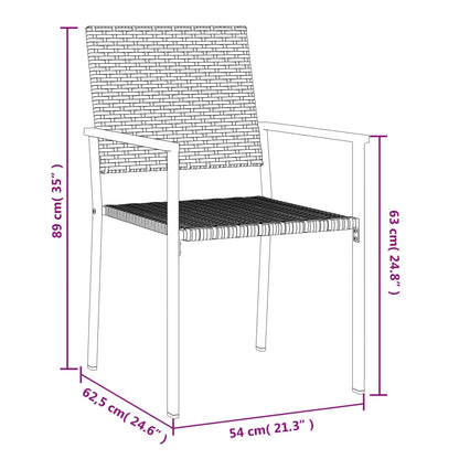 Garden Chair | Set of 6 | Black | PE rattan, powder-coated steel | Medium