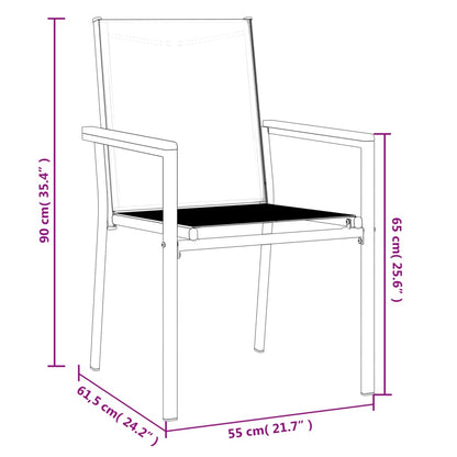 Garden Chair | Set of 4 | Black | Textilene, powder-coated steel, WPC