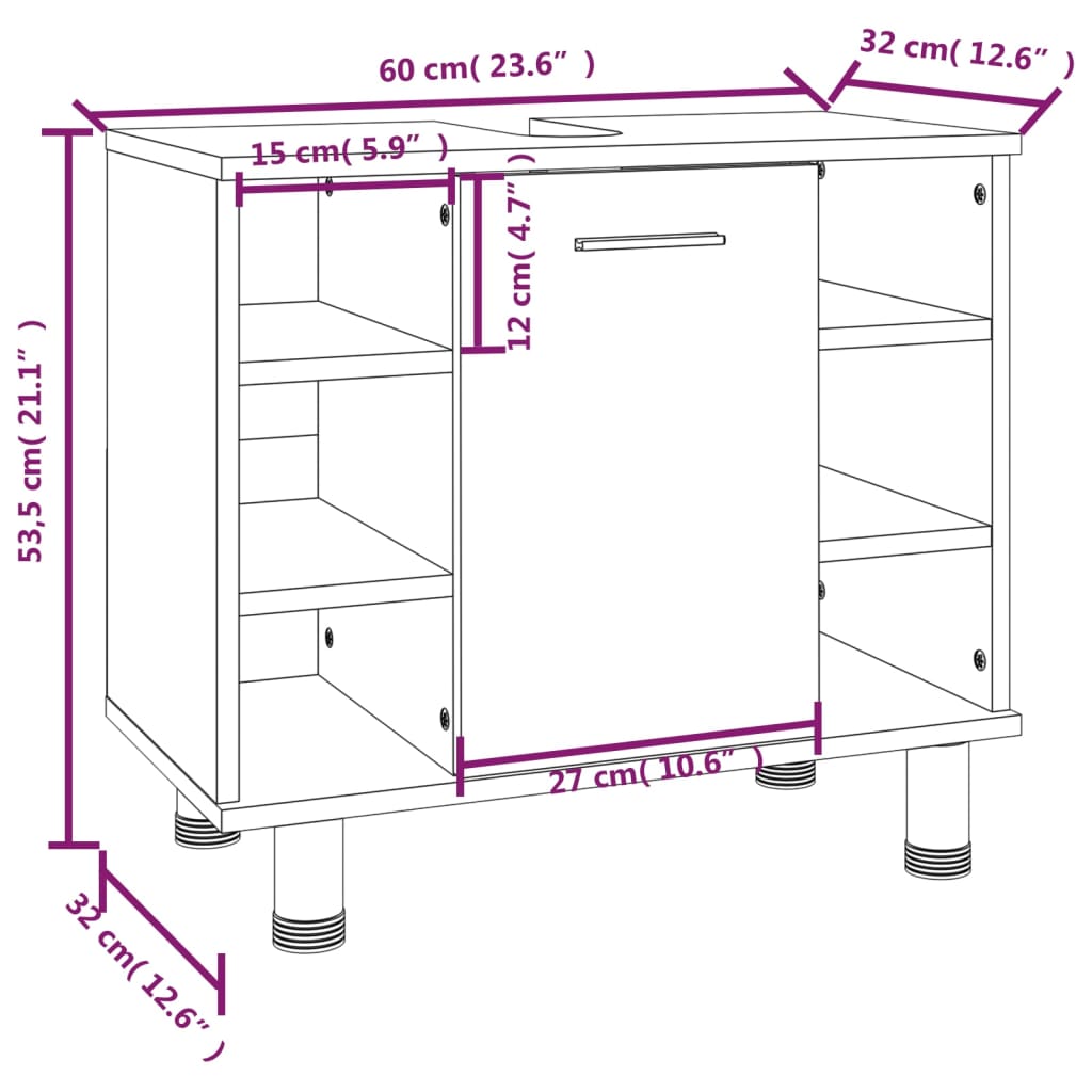 3 Piece Bathroom Cabinet Set Grey Sonoma Engineered Wood