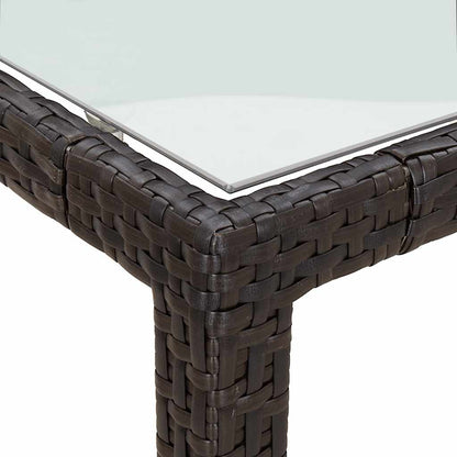 9 Piece Garden Dining Set with Cushions Brown Poly Rattan