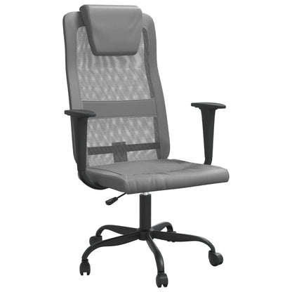 Office Chair Grey Mesh Fabric and Faux Leather