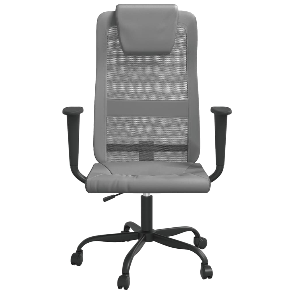 Office Chair Grey Mesh Fabric and Faux Leather