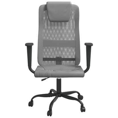 Office Chair Grey Mesh Fabric and Faux Leather
