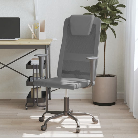 Office Chair Grey Mesh Fabric and Faux Leather