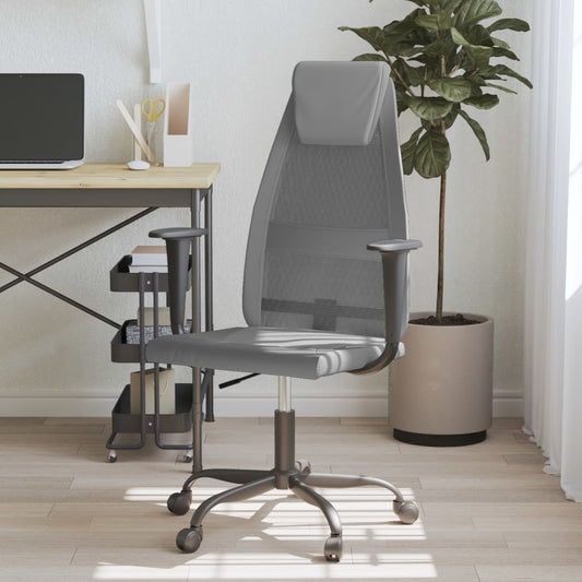 Office Chair Grey Mesh Fabric and Faux Leather