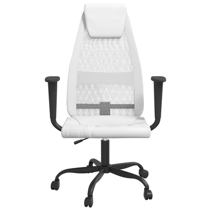 Office Chair White Mesh Fabric and Faux Leather