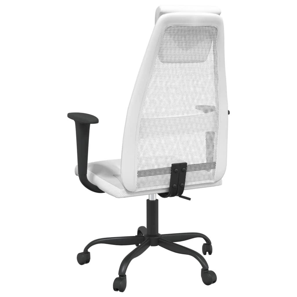Office Chair White Mesh Fabric and Faux Leather