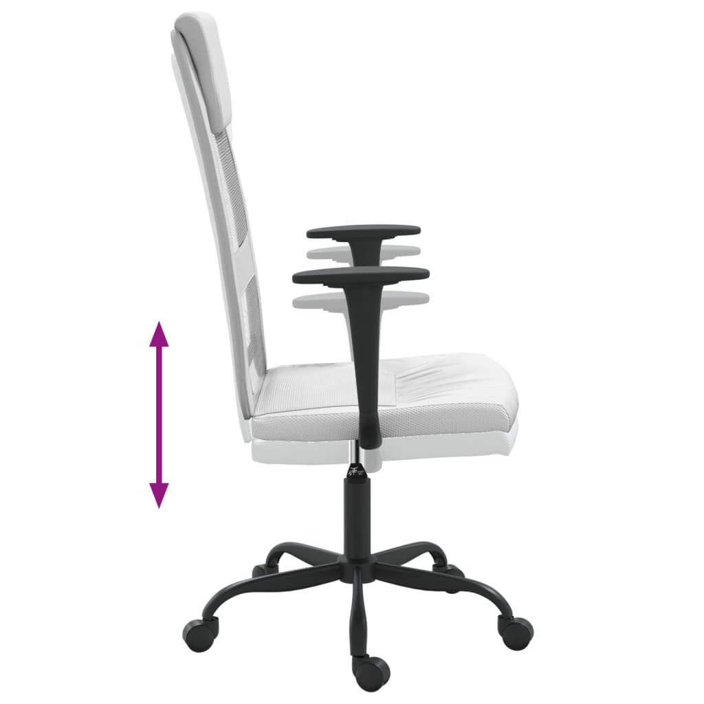 Office Chair White Mesh Fabric and Faux Leather