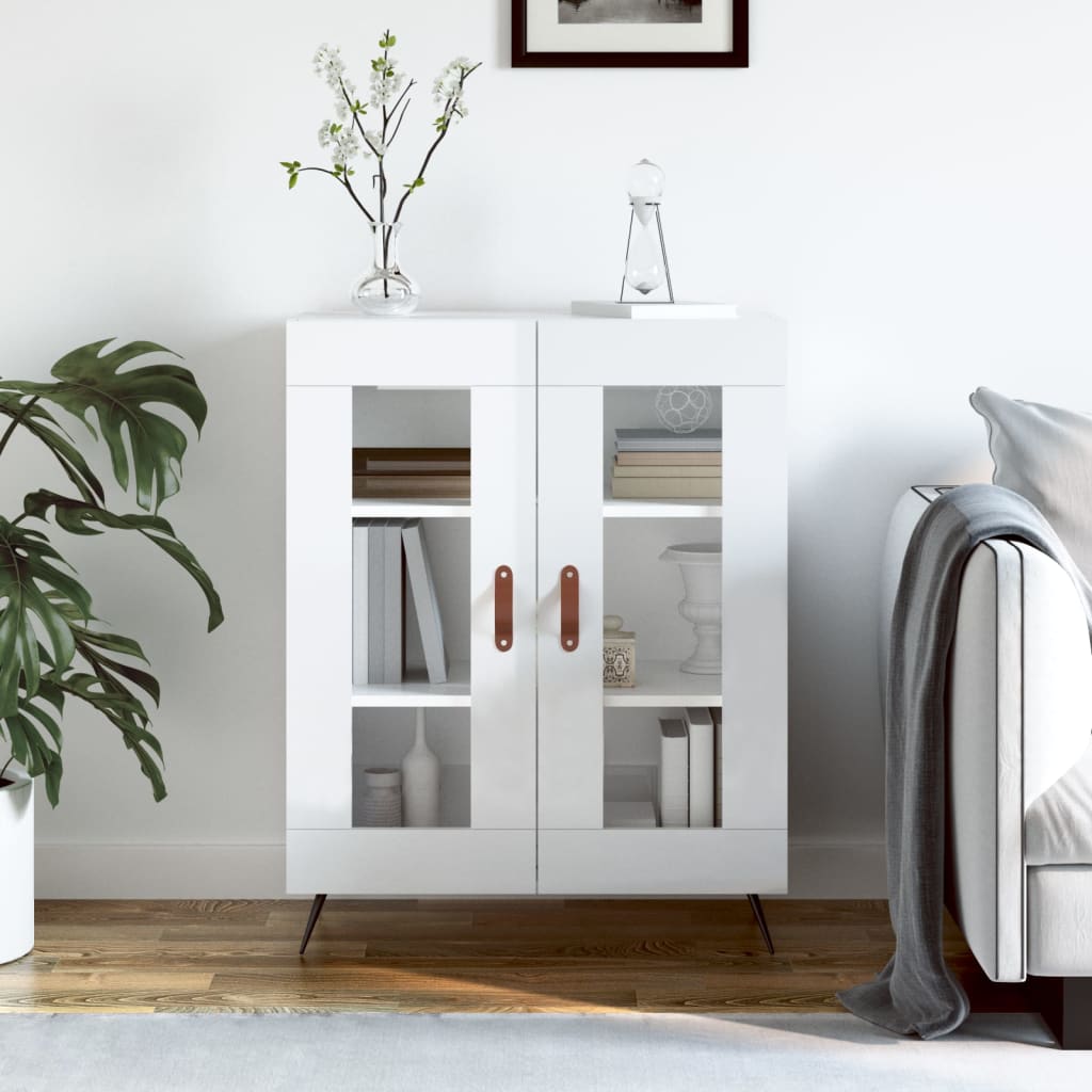 Sideboard High Gloss White 69,5x34x90 cm Engineered Wood