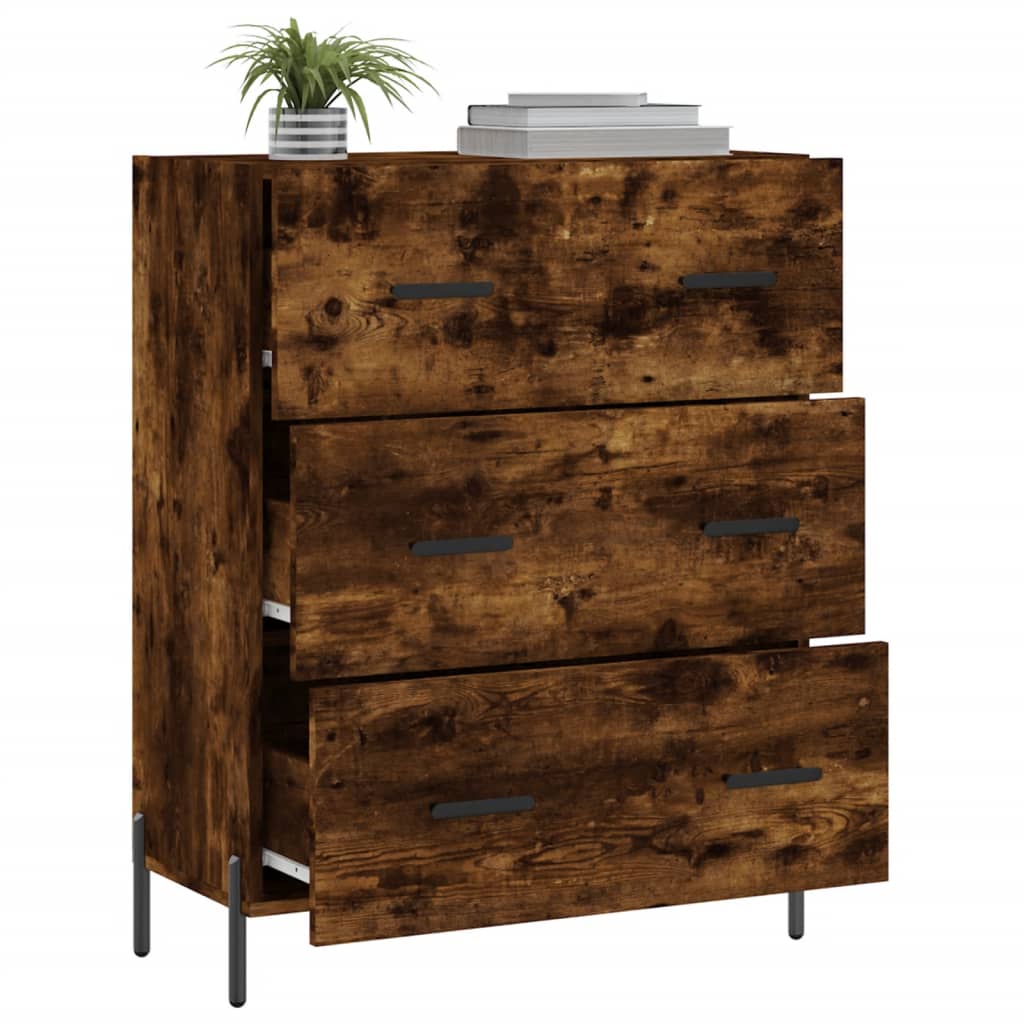 Sideboard Smoked Oak 69.5x34x90 cm Engineered Wood