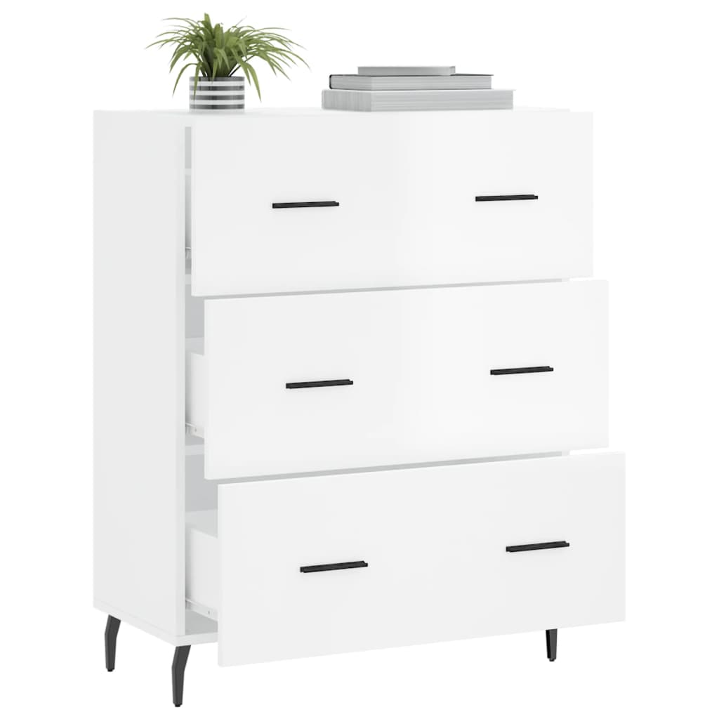 Sideboard High Gloss White 69.5x34x90 cm Engineered Wood