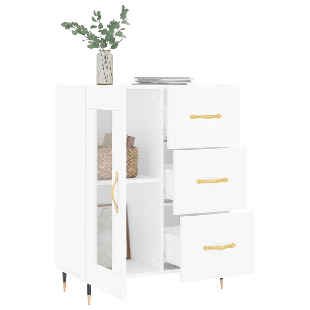 Sideboard High Gloss White 69.5x34x90 cm Engineered Wood