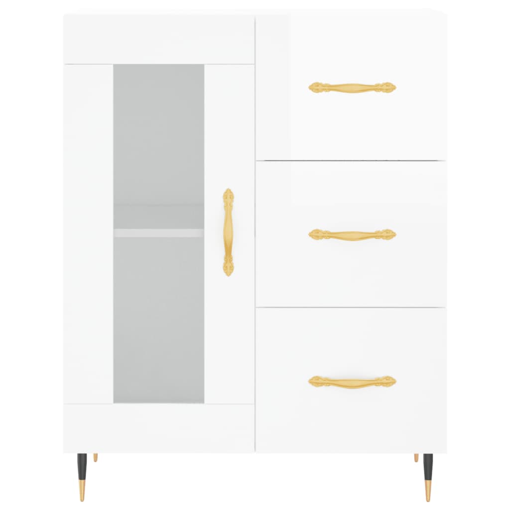 Sideboard High Gloss White 69.5x34x90 cm Engineered Wood