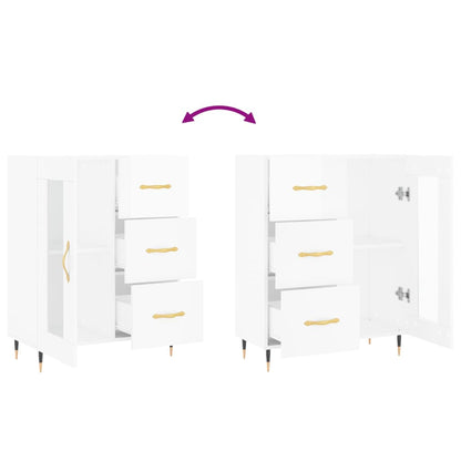 Sideboard High Gloss White 69.5x34x90 cm Engineered Wood