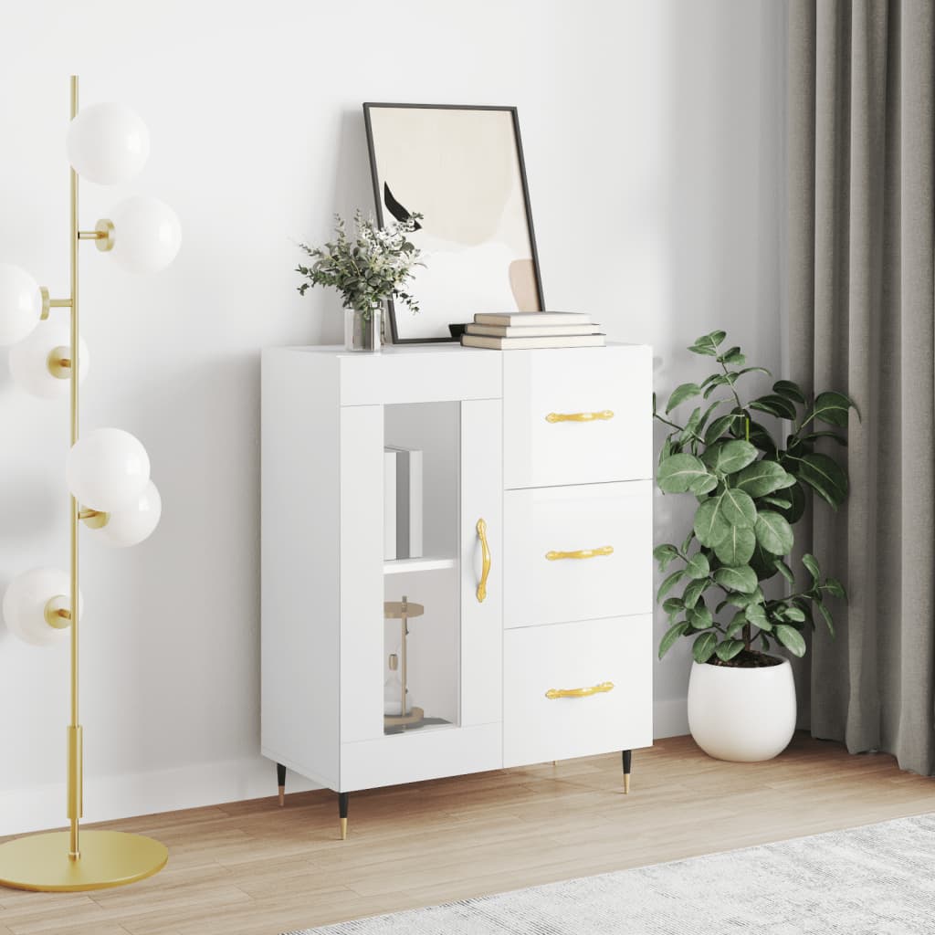 Sideboard High Gloss White 69.5x34x90 cm Engineered Wood
