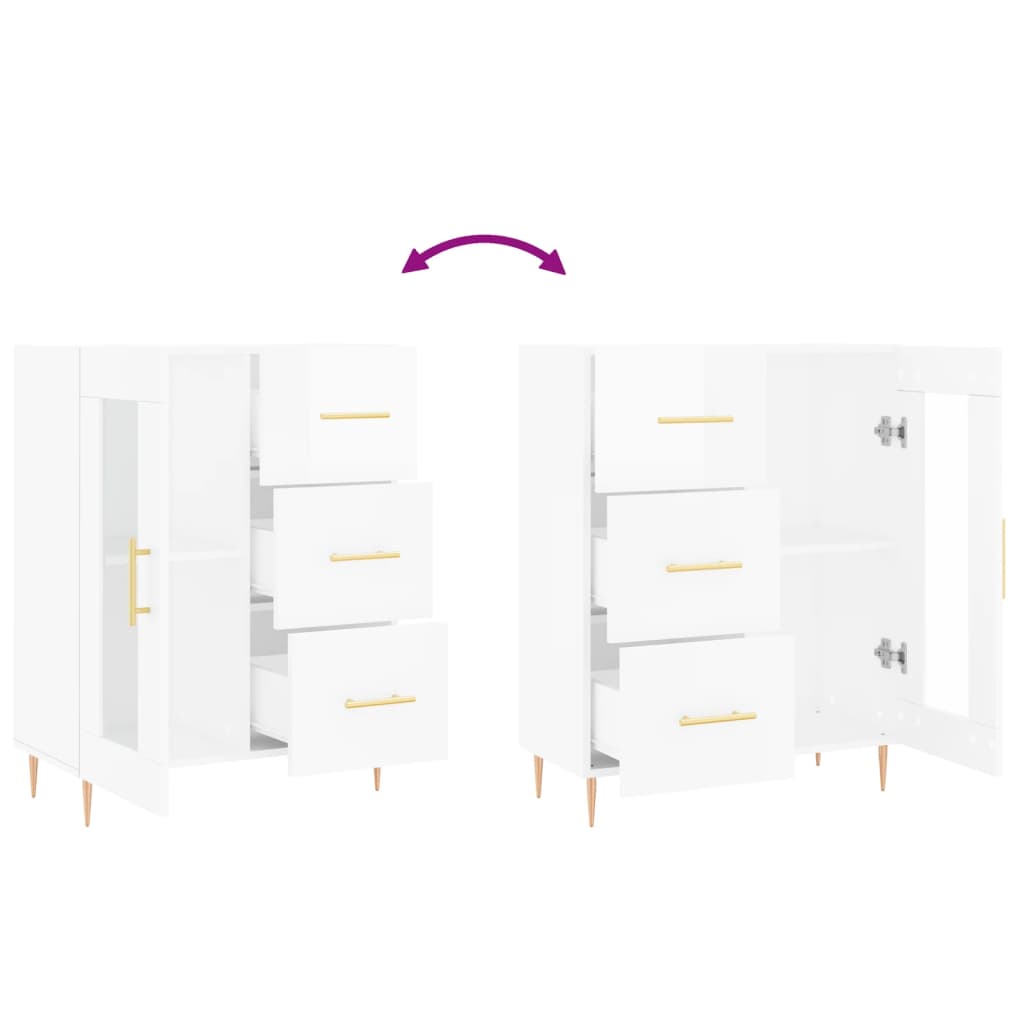 Sideboard High Gloss White 69.5x34x90 cm Engineered Wood