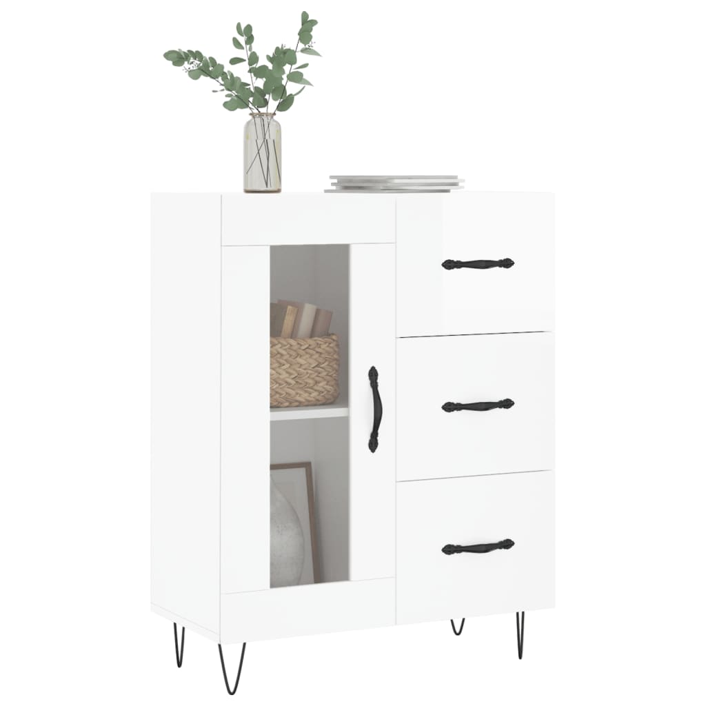 Sideboard High Gloss White 69.5x34x90 cm Engineered Wood