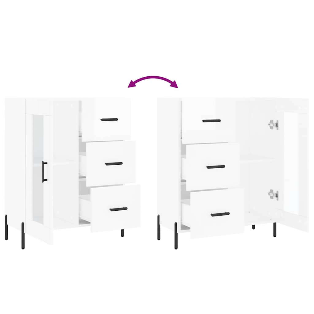 Sideboard High Gloss White 69.5x34x90 cm Engineered Wood