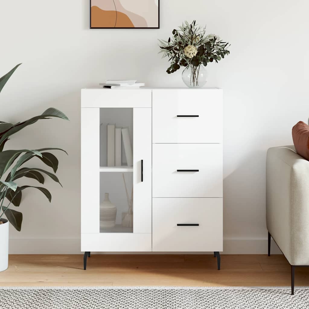 Sideboard High Gloss White 69.5x34x90 cm Engineered Wood