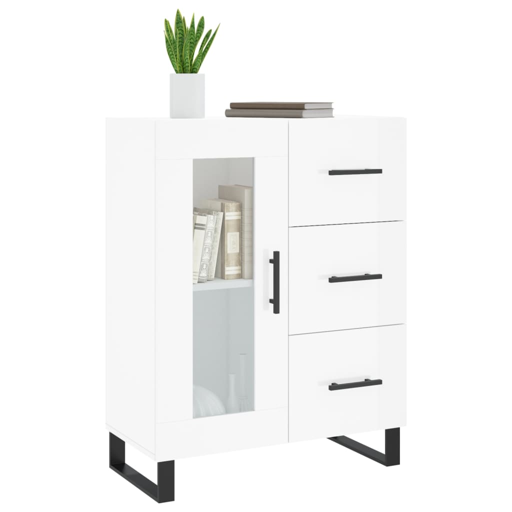 Sideboard High Gloss White 69,5x34x90 cm Engineered Wood