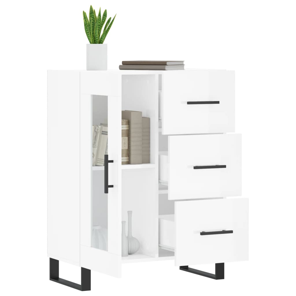 Sideboard High Gloss White 69,5x34x90 cm Engineered Wood