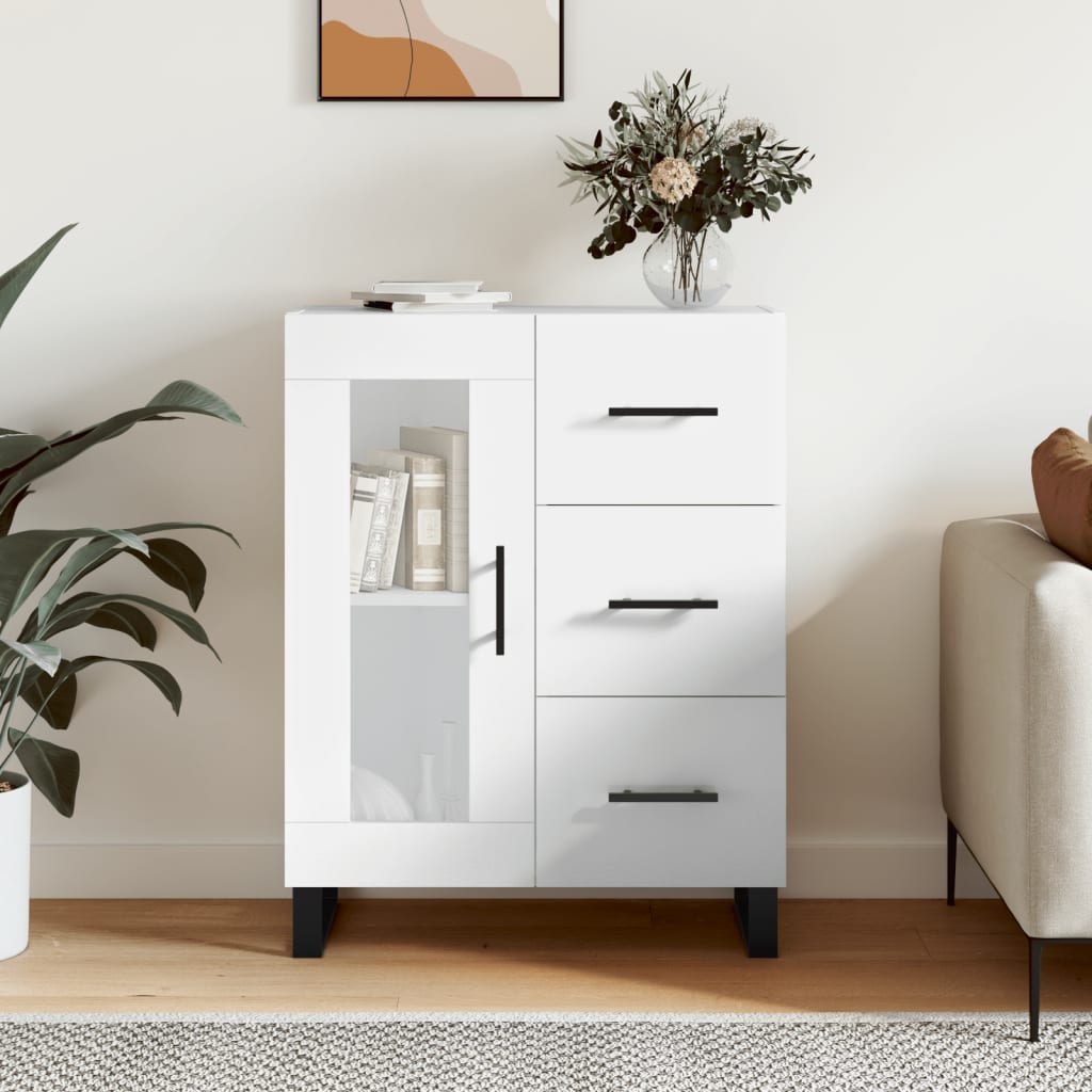 Sideboard High Gloss White 69.5x34x90 cm Engineered Wood