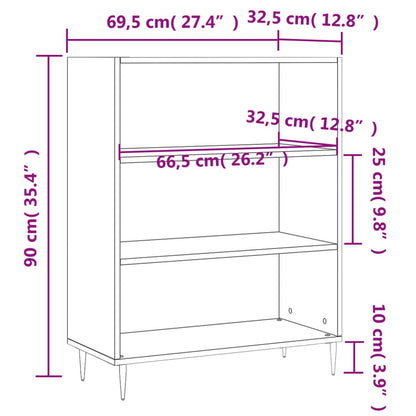 Bookcase Grey Sonoma 69.5x32.5x90 cm Engineered Wood