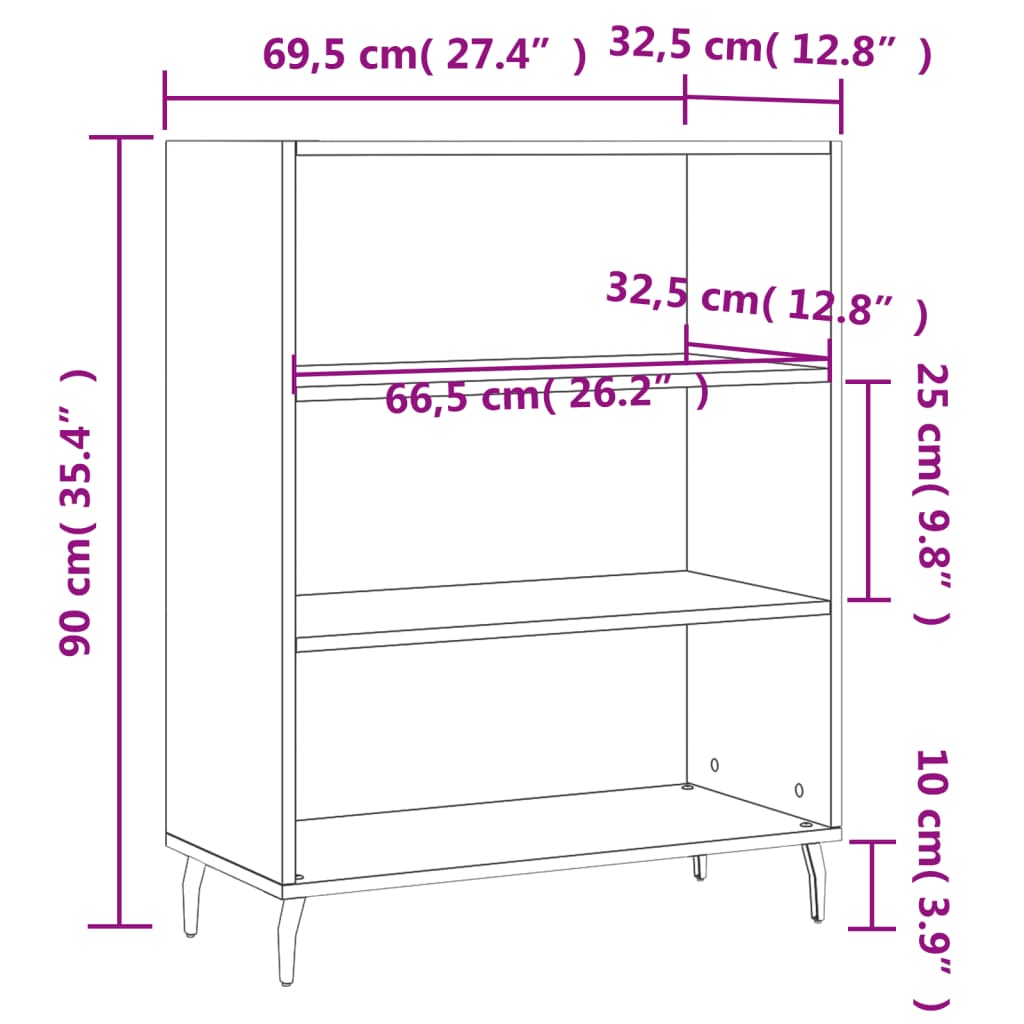 Shelf Cabinet Grey Sonoma 69.5x32.5x90 cm Engineered Wood
